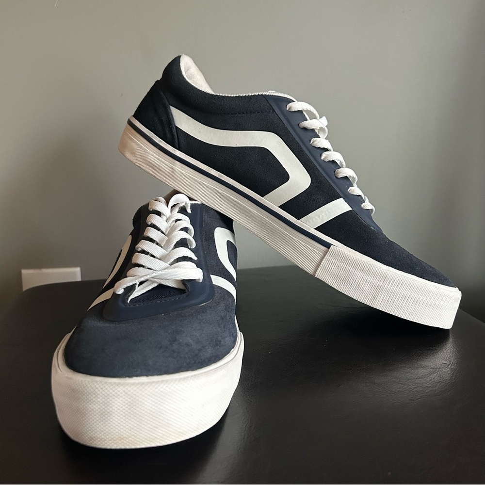 Sears Navy Blue & White Suede Low Profile Sneakers